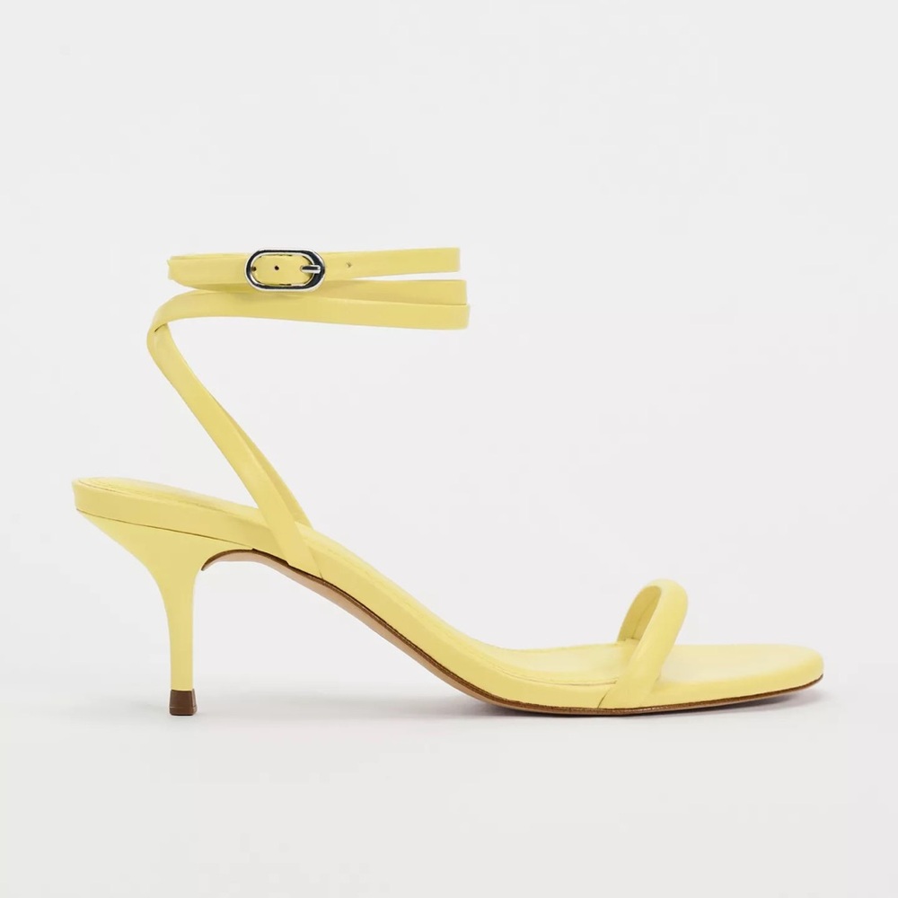 ZARA High Heeled Tubular Strap Leather Sandals – Yellow